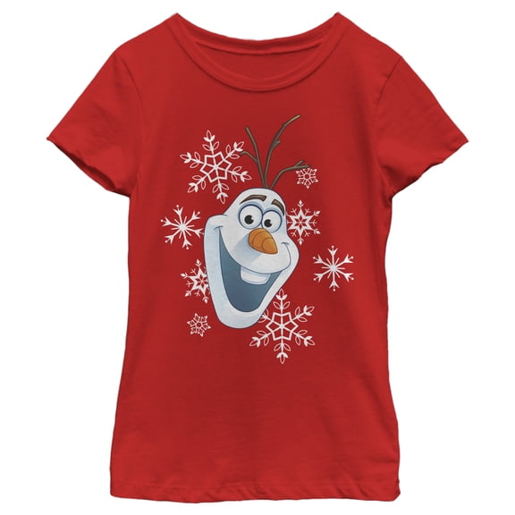 Girl's Frozen Olaf Smile  Graphic Tee Red X Large