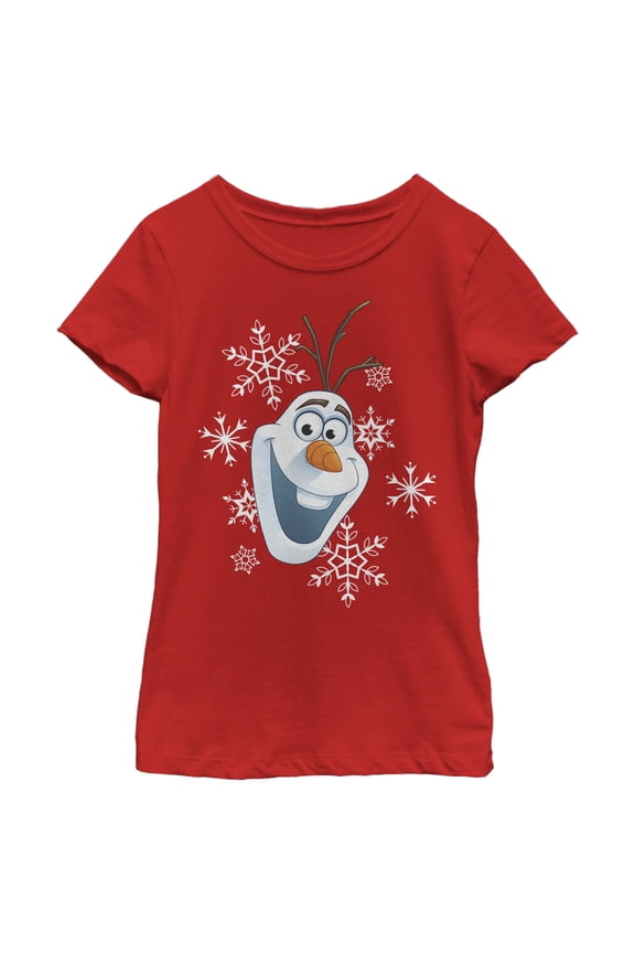 Girl's Frozen Olaf Smile Graphic Tee Red X Large