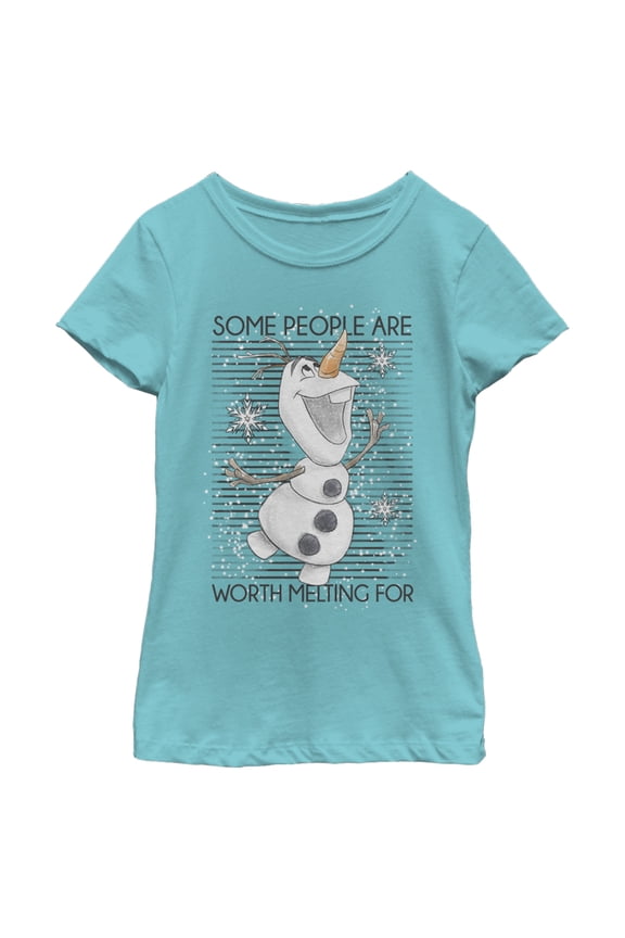 Girl's Frozen Olaf Some People Are Worth Melting For Graphic Tee Tahiti Blue Large