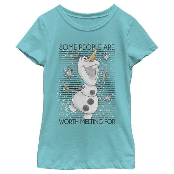 Girl's Frozen Olaf Some People Are Worth Melting For Graphic Tee Tahiti Blue X Small