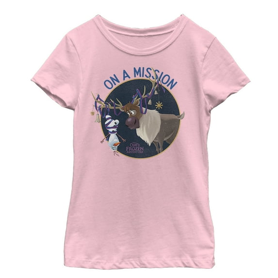 Girl's Frozen Olaf Sven Mission Graphic Tee Light Pink Medium