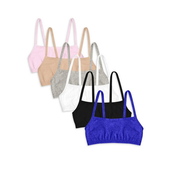 Girl's Fruit of the Loom Bra, 6 Pack Spaghetti Strap Sports Bra (Little Girls & Big Girls)