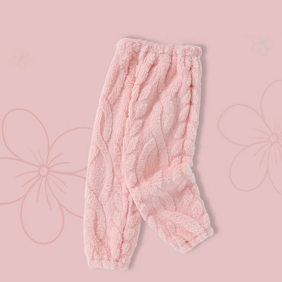 Girl's Fuzzy Pajama Pants Elastic Waist Loungewear Pj Pants Size 160