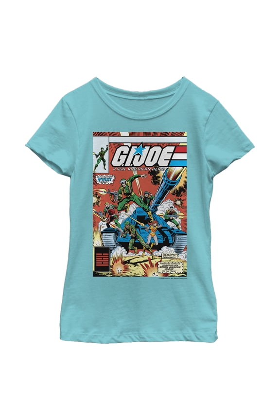 Girl's GI Joe Comic Cover Graphic Tee Tahiti Blue X Large