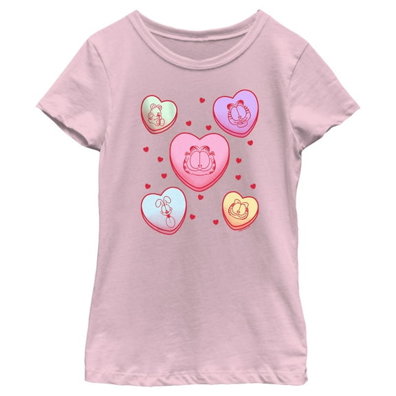 Girl's Garfield Candy Hearts  Graphic T-Shirt