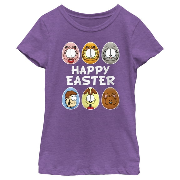 Girl's Garfield Happy Easter Egg Portraits  Graphic T-Shirt