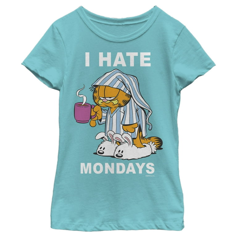 Girl's Garfield I Hate Mondays Graphic Tee Tahiti Blue X Small