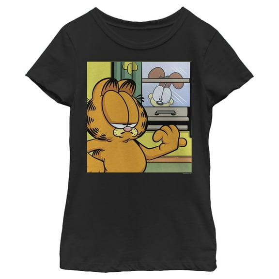 Girl's Garfield Odie Behind the Window Graphic T-Shirt