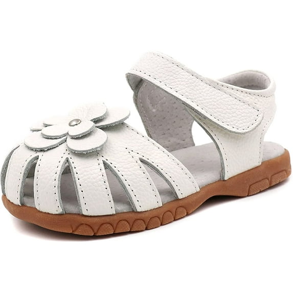 Girl's Genuine Leather Sandals Closed-toe Princess Dress Sandal Shoes