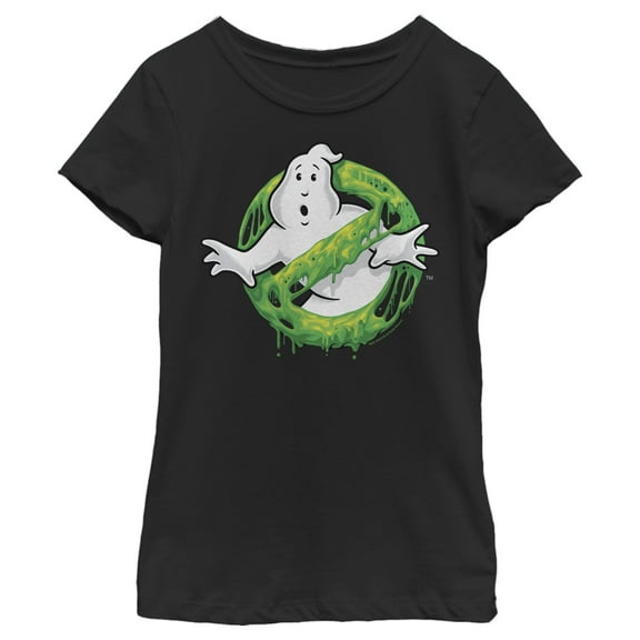 Girl's Ghostbusters Slime Logo  Graphic Tee Black Large