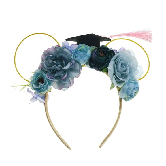 Girl's Graduation Photo Props Set Butterfly Floral Headband Academic Cap For Kids Celebration Fairy Flower Headpiece Hair Wreath