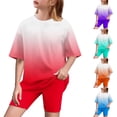 thumbnail image 1 of Girl's Graphic Short Sleeve Tee Shirts Clothing Sets Biker Shorts 2 Piece, 1 of 9
