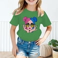 thumbnail image 1 of Girl's Graphic Tees Crew Neck Short Sleeve Cute Summer Tops Multicolor Print T Shirts Green,3-4 Years, 1 of 5