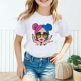 thumbnail image 1 of Girl's Graphic Tees Crew Neck Short Sleeve Cute Summer Tops Multicolor Print T Shirts White,5-6 Years, 1 of 5