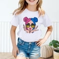 thumbnail image 1 of Girl's Graphic Tees Crew Neck Short Sleeve Cute Summer Tops Multicolor Print T Shirts White,5-6 Years, 1 of 5