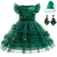 thumbnail image 1 of Girl's Green Christmas Tree Dress Costume Xmas Party Outfit, 1 of 7
