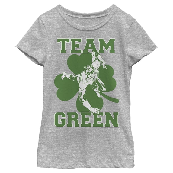 Girl's Green Lantern St. Patrick's Day Team Green Graphic Tee Athletic Heather Large