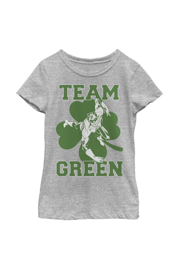 Girl's Green Lantern St. Patrick's Day Team Green Graphic Tee Athletic Heather Medium