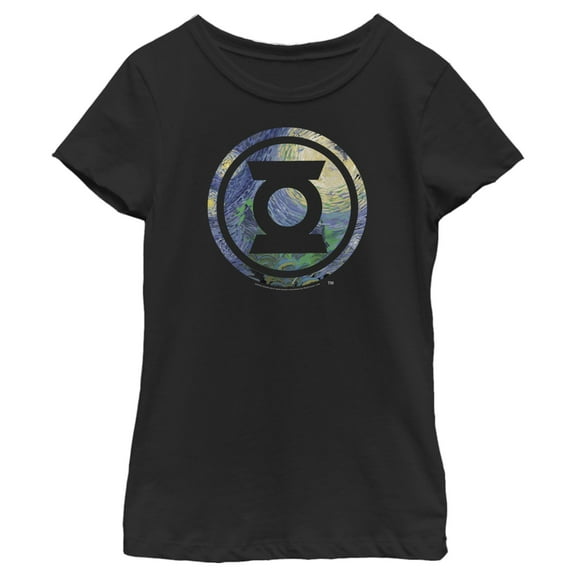 Girl's Green Lantern Starry Night Lantern Logo Graphic T-Shirt