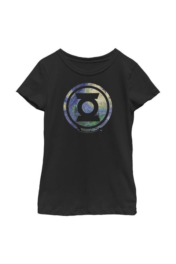 Girl's Green Lantern Starry Night Lantern Logo Graphic T-Shirt