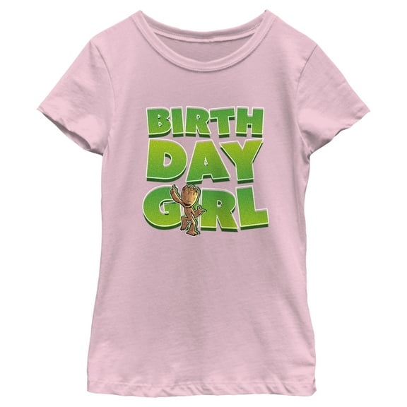 Girl's Guardians of the Galaxy Birthday Girl Dancing Groot  Graphic Tee Light Pink Large