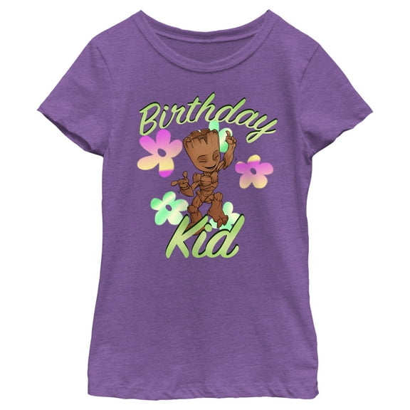 Girl's Guardians of the Galaxy Birthday Kid Groot Graphic Tee Purple Berry Large