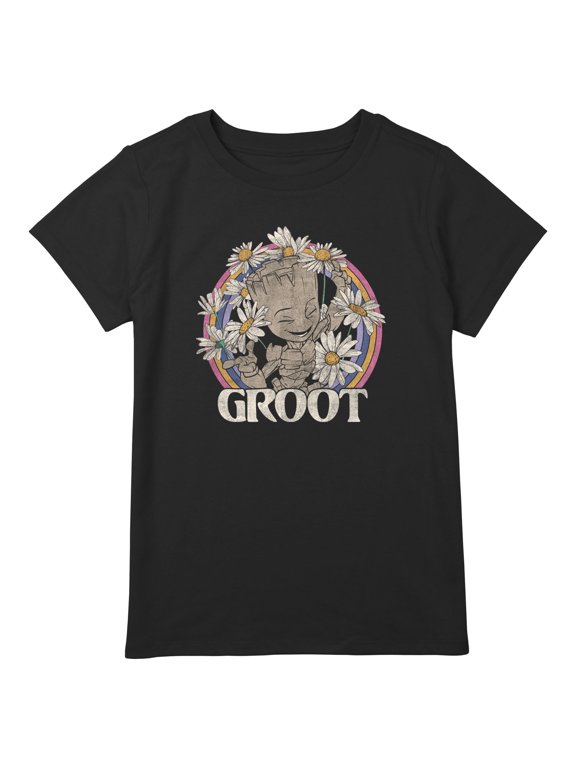 Girl's Guardians of the Galaxy Groot Springtime Graphic Tee Black X Large Plus