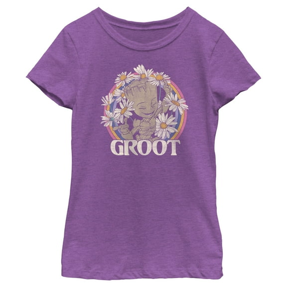 Girl's Guardians of the Galaxy Groot Springtime  Graphic Tee Purple Berry X Large