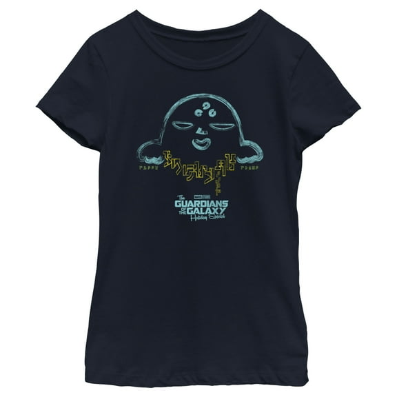 Girl's Guardians of the Galaxy Holiday Special Alien Writing  Graphic Tee Navy Blue X Small