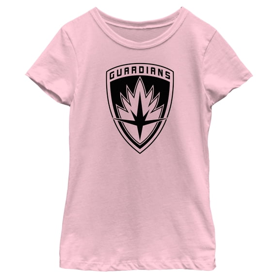 Girl's Guardians of the Galaxy Vol. 3 Black and White Badge Graphic Tee Light Pink Medium