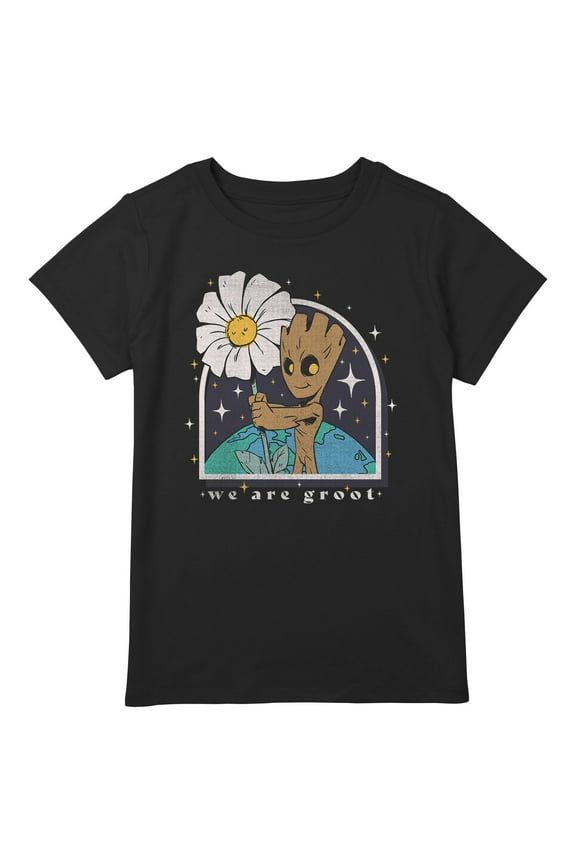 Girl's Guardians of the Galaxy We Are Groot Graphic Tee Black Large Plus