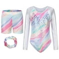 thumbnail image 1 of Girl's Gymnastic Leotards with Dance Shorts Hair Scrunchie Sparkly Ballet Unitards Biketards Tumbling Activewear Outfit Set Long Sleeve Active Dancewear, 1 of 6