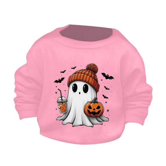 Girl's Halloween Spook𝐲 Graphic Sweatshirt Kids Cute Pumpkin Fac𝐞 Crewneck Sweatshirt Long Sleeve Shirt Pullover Top