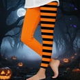 thumbnail image 1 of Girl's Halloween Striped Printed Pants High Waisted Elastic Soft Tight Pants for Girls 3-7Y, 1 of 6
