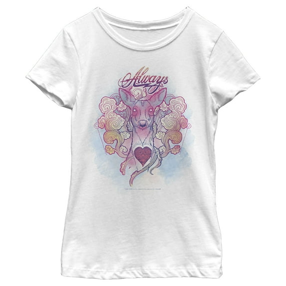 Girl's Harry Potter Always Deer Graphic Tee White X Small