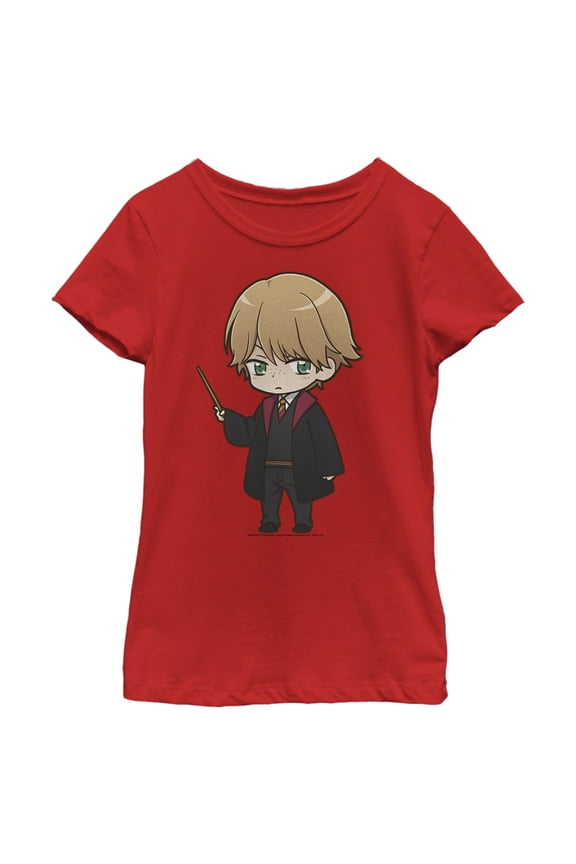Girl's Harry Potter Anime Cartoon Ron  Graphic Tee Red Small