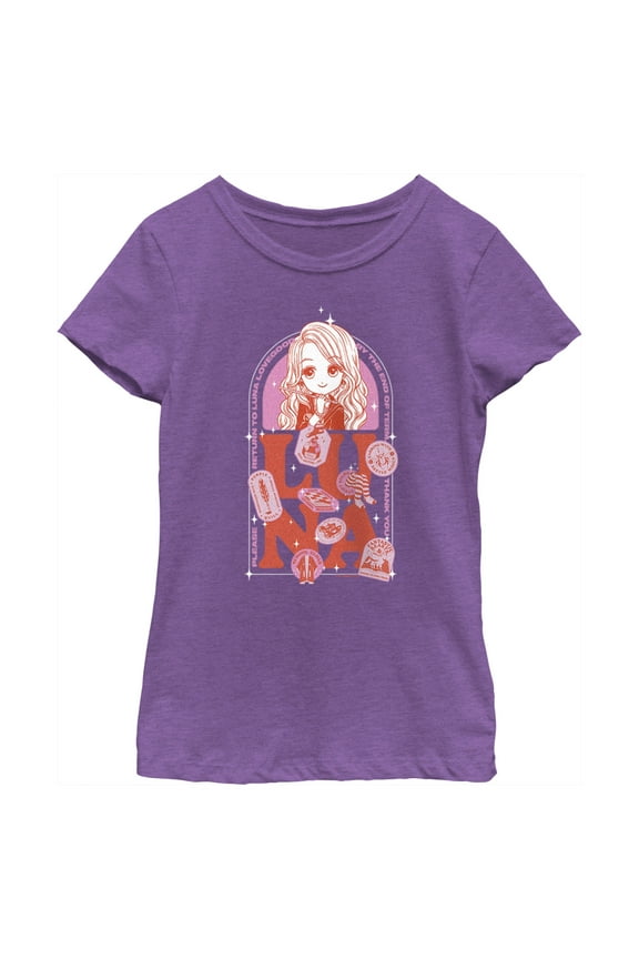 Girl's Harry Potter Anime Luna Belongings  Graphic Tee Purple Berry Small