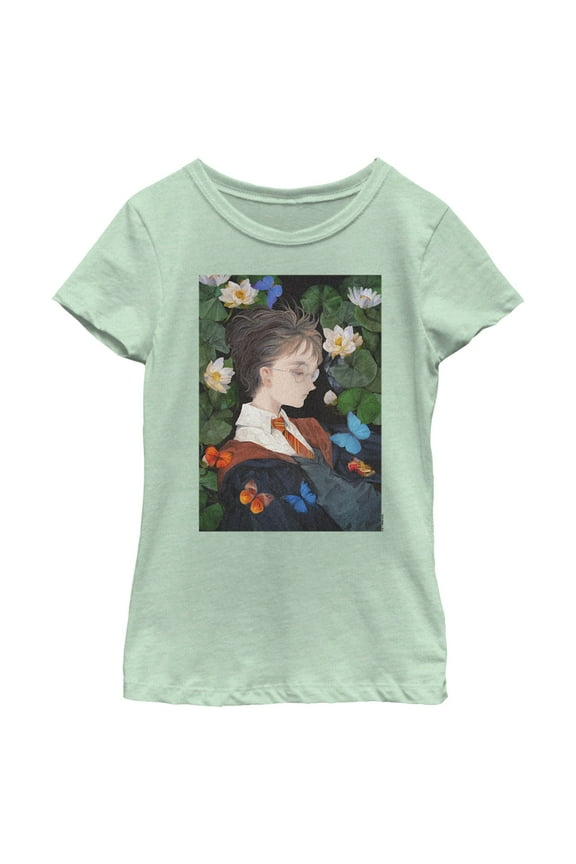 Girl's Harry Potter Artistic Harry in Lily Pads  Graphic Tee Mint X Large