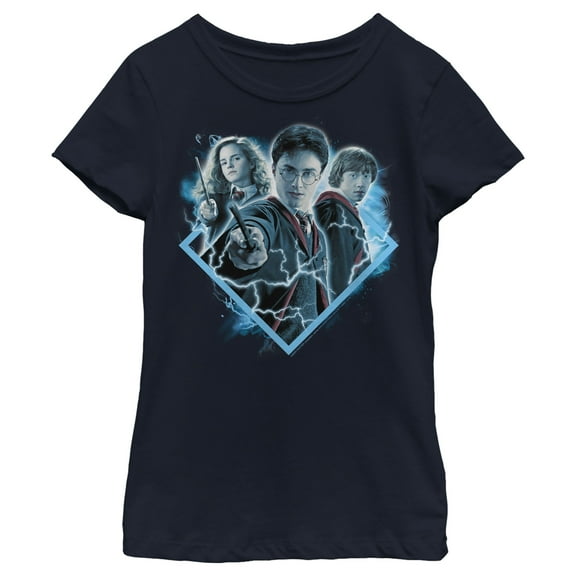 Girl's Harry Potter Best Friend Magic Trio  Graphic Tee Navy Blue X Small