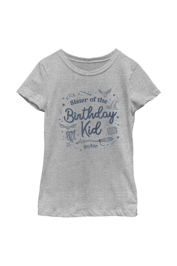 Girl's Harry Potter Birthday Kid Sister Graphic Tee Athletic Heather Medium