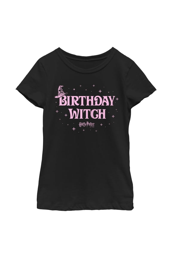 Girl's Harry Potter Birthday Witch Graphic Tee Black Large