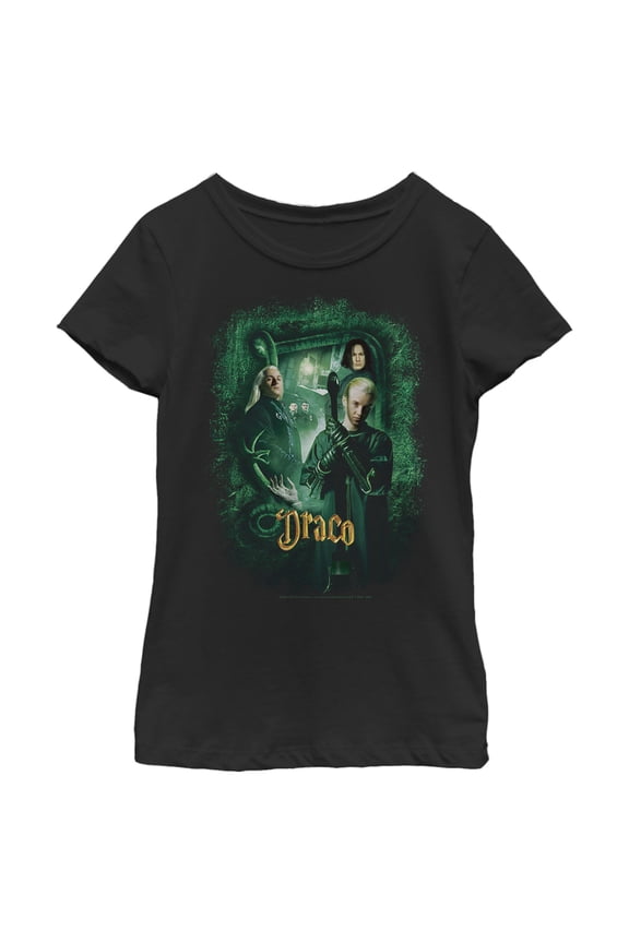 Girl's Harry Potter Chamber Of Secrets Draco Portrait Graphic Tee Black Large