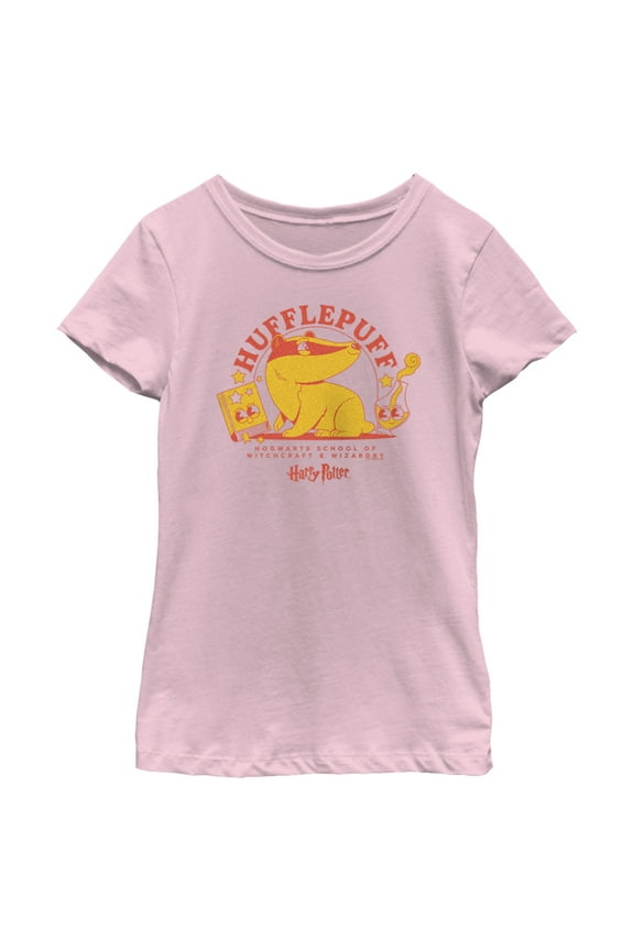 Girl's Harry Potter Cute Hufflepuff Badger Graphic Tee Light Pink Small
