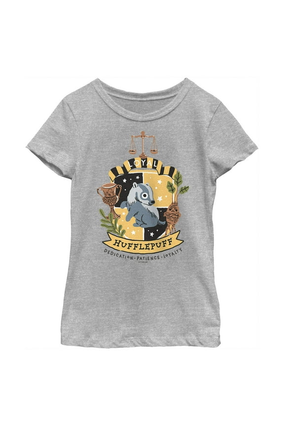 Girl's Harry Potter Cute Hufflepuff  Graphic Tee Athletic Heather Large