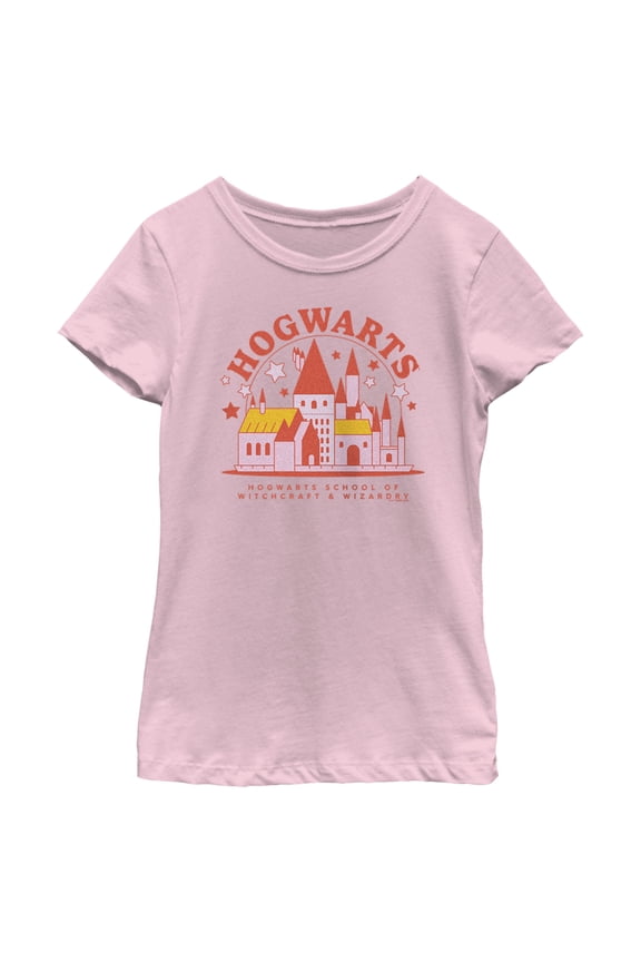 Girl's Harry Potter Cute Starry Hogwarts  Graphic Tee Light Pink X Large