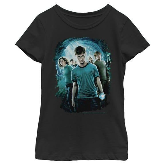 Girl's Harry Potter Department of Mysteries Battle Graphic Tee Black Small