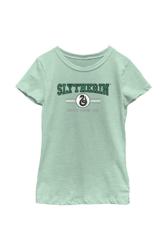 Girl's Harry Potter Distressed Slytherin Traits Graphic Tee Mint Large