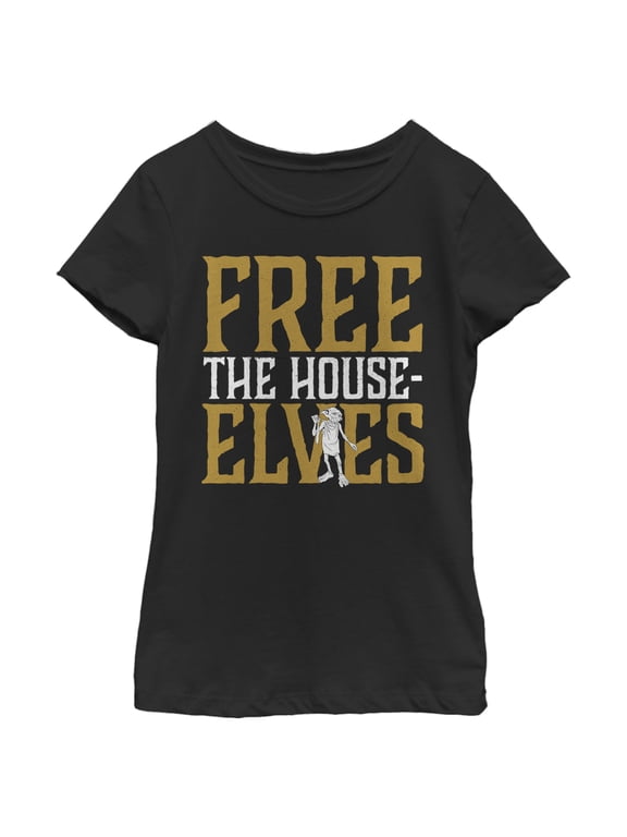 Girl's Harry Potter Dobby Free House-Elves Graphic Tee Black Medium