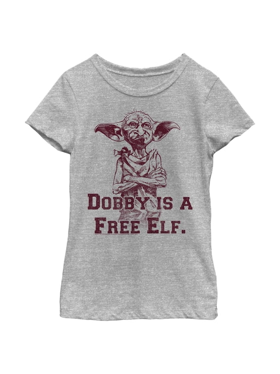 Girl's Harry Potter Dobby is a Free Elf Graphic Tee Athletic Heather Medium