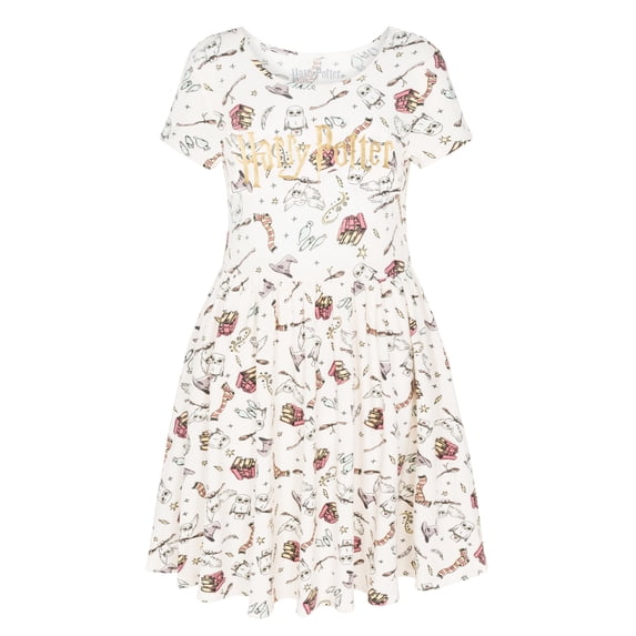 Girl's Harry Potter Dress for Little and Big Girls, Cream, XS (4/5)